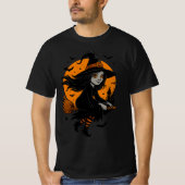 Flying Witch with Orange Moon Art Tシャツ (正面)