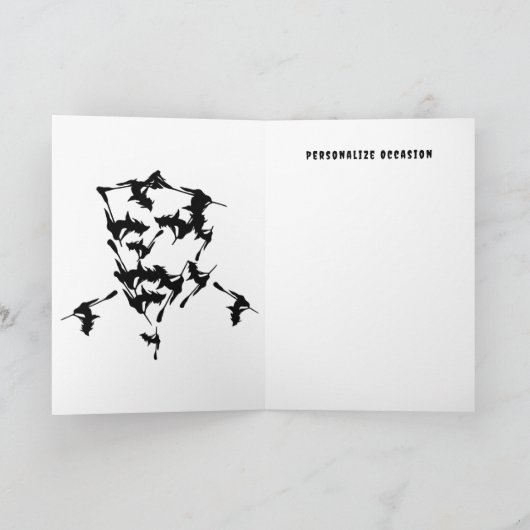 Flying Witches Halloween Skull Bats Silhouette  カード (内部)