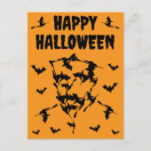 Flying Witches Halloween Skull Silhouette Postcard シーズンポストカード (正面)