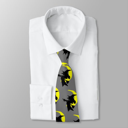 Flying Witches Pattern Gray Halloween Novelty tie ネクタイ (タイ)