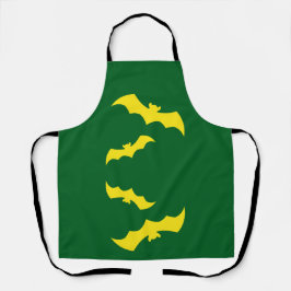 Flying Yellow Halloween Bats エプロン