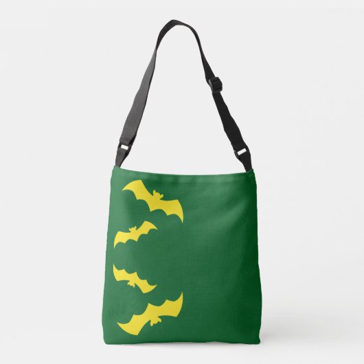 Flying Yellow Halloween Bats クロスボディバッグ (裏面)