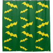 Flying Yellow Halloween Bats シャワーカーテン (正面)
