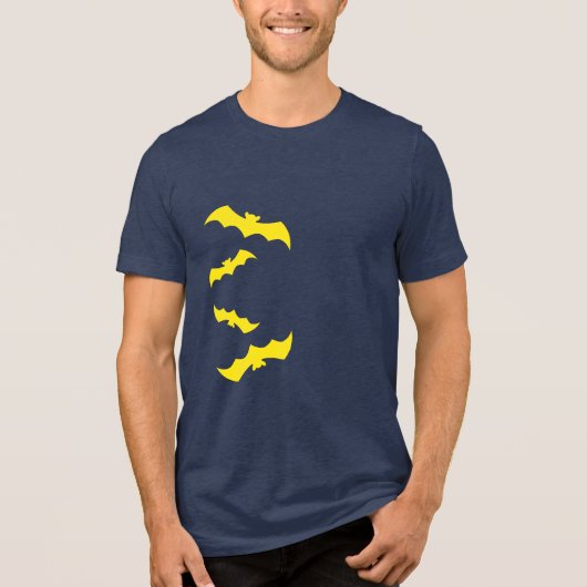 Flying Yellow Halloween Bats トライブレンドＴシャツ (正面)