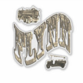Flynnという名前、消防車付き シール (正面)