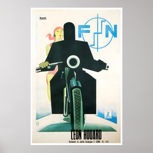 FN オートバイポスター モーターバイクアート Leon Houard ポスター (正面)