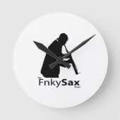 FnkySaxプレイヤーの壁時計 ラウンド壁時計 (正面)