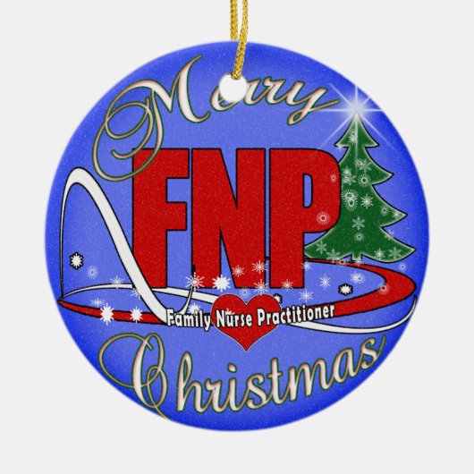 FNPのクリスマスのオーナメント-家族のナースの従業者 セラミックオーナメント (正面)