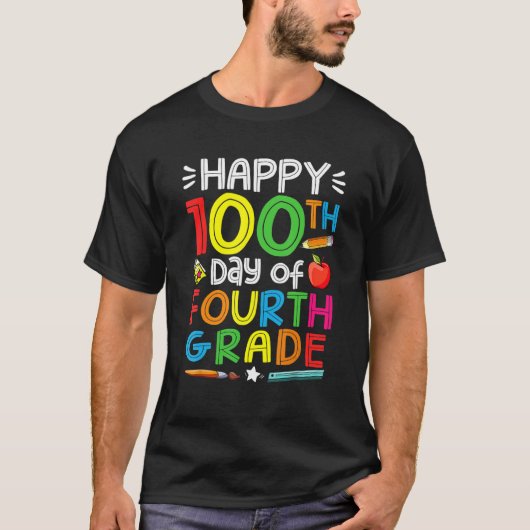 Foの学校4年生100日の幸せな100日目 Tシャツ (正面)