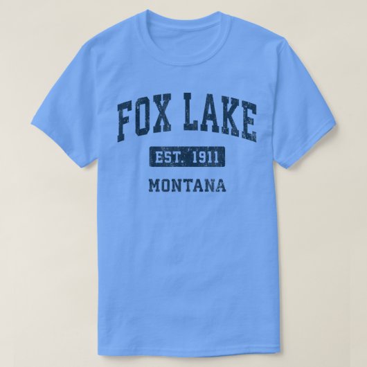 Fo Lake Montana Mtヴィンテージスポーツ設立海軍 Tシャツ (デザイン正面)