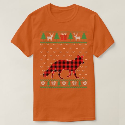 Fo Red Plaid Ugly Christmas Sweater Matching Pajam Tシャツ (デザイン正面)
