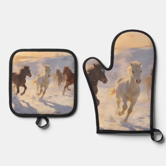 Foals at Play 鍋つかみ&鍋敷きセット (正面)