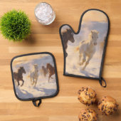 Foals at Play 鍋つかみ&鍋敷きセット (トップダウン)