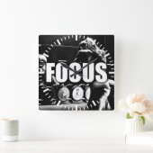 FOCUS – 女性のトレーニング やる気を起こさせる スクエア壁時計 (ホーム)