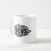 FOCUS - 言葉の雲 モチベーションデザイン コーヒーマグカップ (正面左)