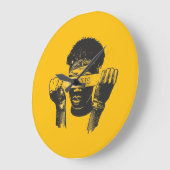 Focus Blindfold Motivational Street Art Illustrati ラージ壁時計 (傾斜)