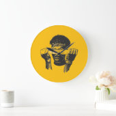 Focus Blindfold Motivational Street Art Illustrati ラージ壁時計 (ホーム)