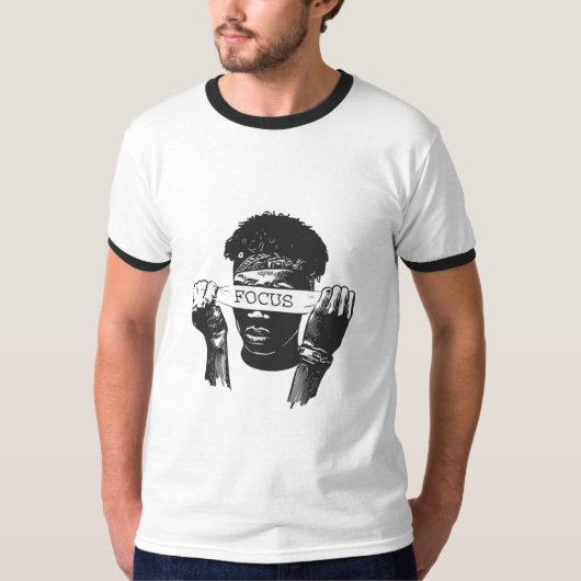 Focus Blindfold Motivational Street Art Illustrati Tシャツ (正面)