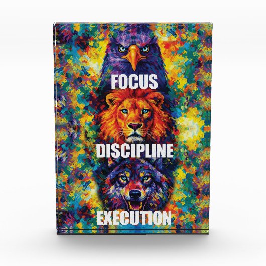 Focus Discipline Execution Eagle Lion Wolf Motivat フォトブロック (正面)