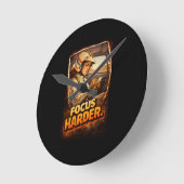 Focus Harder ラウンド壁時計 (傾斜)