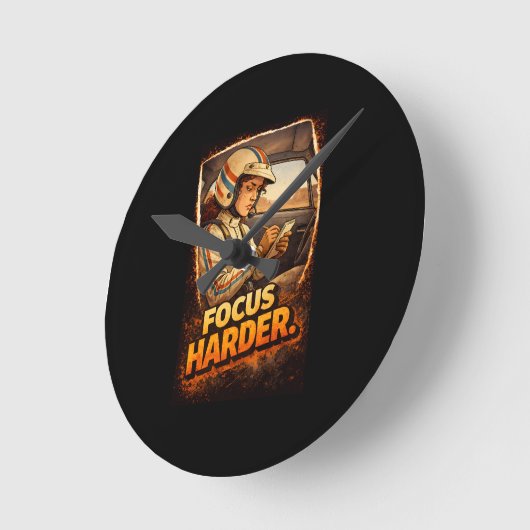 Focus Harder ラウンド壁時計 (傾斜)