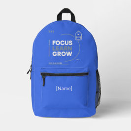 Focus Learn Grow / Motivación y Éxito Escolar プリントバックパック