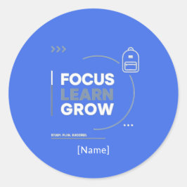 Focus Learn Grow / Motivación y Éxito Escolar ラウンドシール