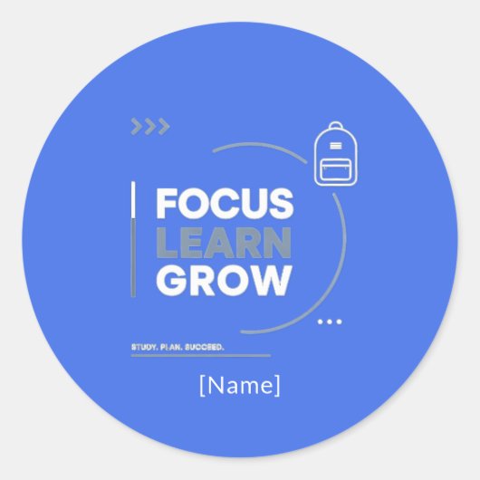 Focus Learn Grow / Motivación y Éxito Escolar ラウンドシール (正面)