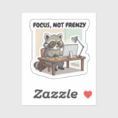 Focus Not Frenzy Sticker Productivity Cute Raccoon シール (シート)