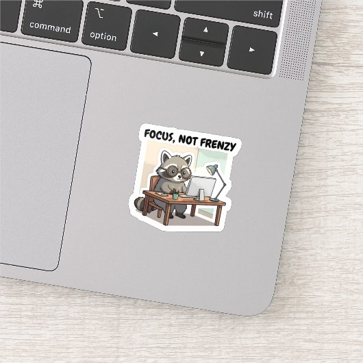 Focus Not Frenzy Sticker Productivity Cute Raccoon シール (詳細)