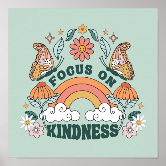 Focus on Kindness Groovy Graphic ポスター (正面)