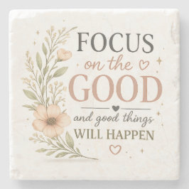 Focus on the Good – ヴィンテージ フラワー インパクト ストーンコースター