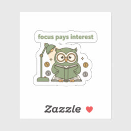 Focus Pays Interest Sticker – Motivational Owl  シール