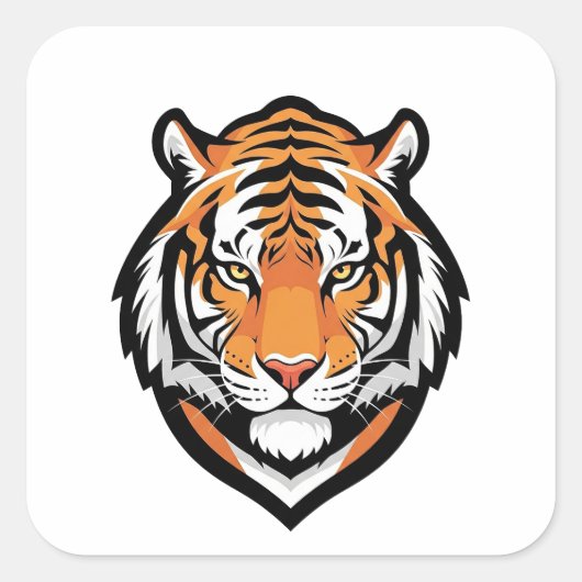 Focused Tiger Illustration スクエアシール (正面)