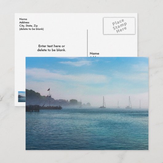 Fog At Mackinac Harborはがき ポストカード (正面/裏面)