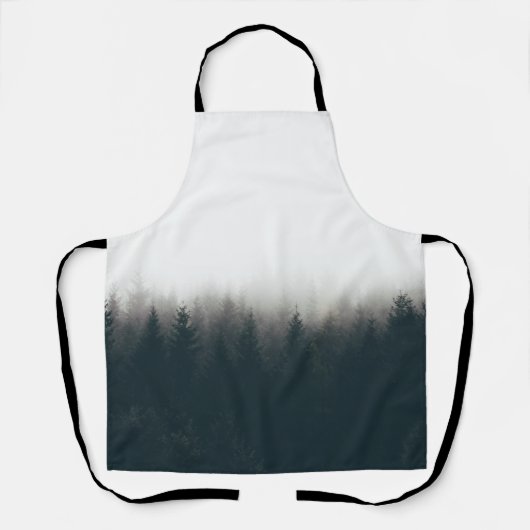 Foggy Forest Pine Mountain Aesthetic Art エプロン (正面)