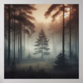 Foggy Forest Poster Art Print, Peaceful Nature ポスター (正面)