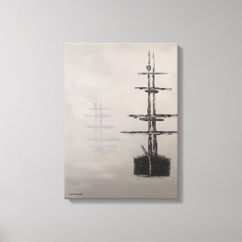 "Foggy Harbor", nautical, impressionism, ships キャンバスプリント