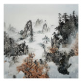 Foggy Mountain Zen Minimalist Wall Art ポスター (正面)