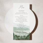 Foggy Pine Tree Mountain Wedding Menu Card 招待状