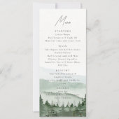 Foggy Pine Tree Mountain Wedding Menu Card 招待状 (正面)
