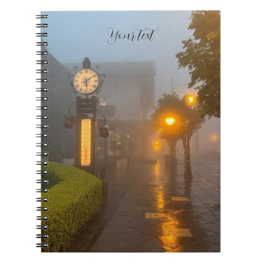 Foggy Street with Vintage Clock ノートブック (正面)