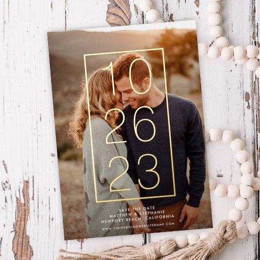 FOILでモダンの日付実在を保存する 箔招待状