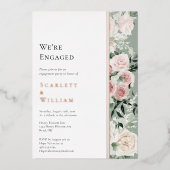 FOILほこりっぽいバラ金ゴールドヴィンテージ写真婚約した 箔招待状 (正面)