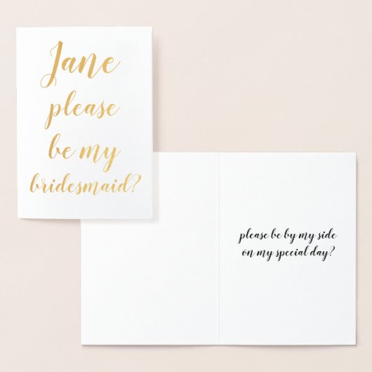 FOIL あなたは私のブライズメイドになってくれる？ BRIDE  - あなたのための特別なオーダー 箔カード (ディスプレー)