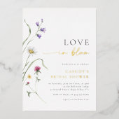 Foil, 箔, ホイル, フォイル | ラブイン開花ワイルドフラワーブライダルシャワー 箔招待状 (正面)