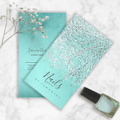 Foil Abstract Silver Teal ID775 名刺
