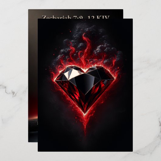 Foil Adamant Heart | ゼカリヤ書 7:9~12 KJV カード (正面/裏面)