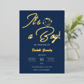 Foil Baby Shower Card – Blue Theme 箔招待状 (立ち正面)