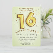 Foil Balloon Sweet Sixteen Birthday Party  招待状 (スタンド正面)